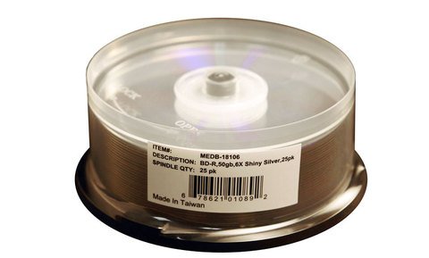 6x BD-R DL Dual Layer Shiny Silver Thermal Printable - 25 Discs