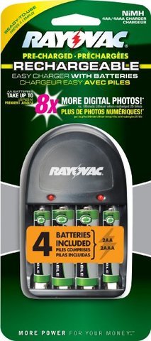 OPP 4 Position AA/AAA Charger with 2AA and 2AAA OPP NiMH Batteries