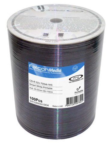 Falcon Media 52x Cd R White Inkjet Printable 100 Discs