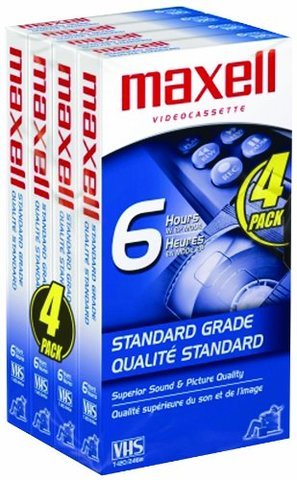 Maxell STD T-120 VHS Tape, 4-Pack