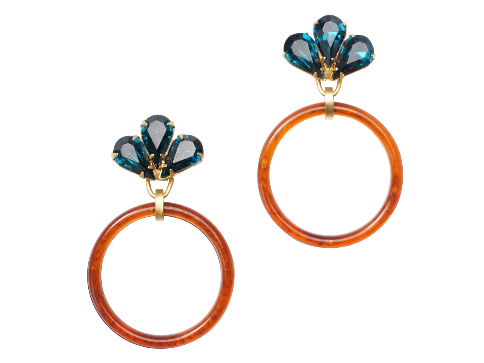 PAIGE TORTOISE HOOP EARRINGS - TEAL